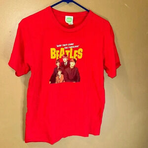 Beatles American Tour 1964 Red Shirt Vintage MED Short Sleeve